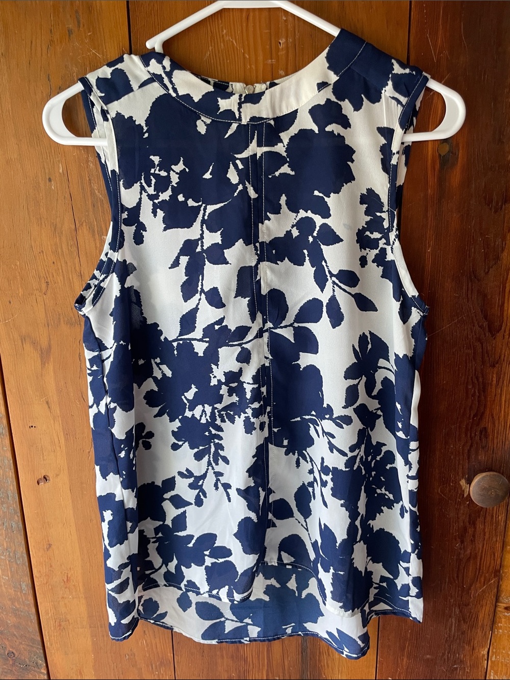 Paper Crane Navy and White Floral Sleeveless Blouse